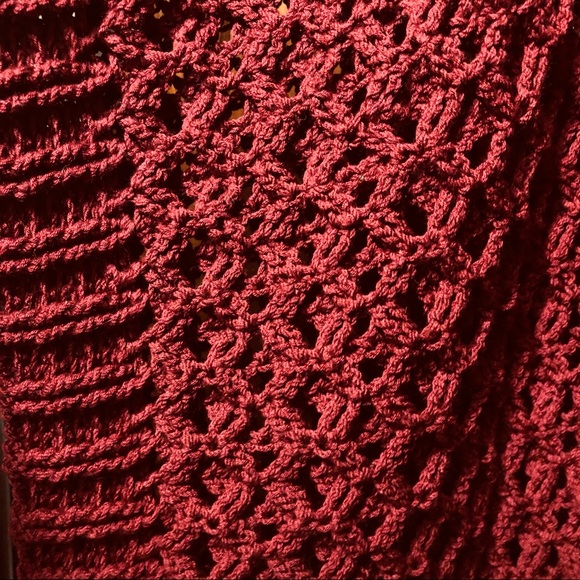 Handmade One of a Kind Crochet Poncho in Cranberry - Picture 7 of 11